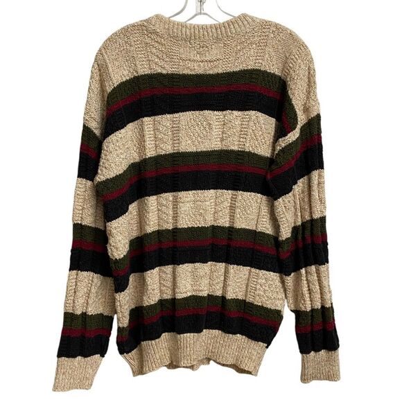 Vintage Sears & Roebuck Knit Sweater Men's Size L Pullover Striped Crewneck Dad - Picture 10 of 12